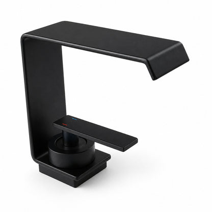 Modern Waterfall Bathroom Faucet, Single-Handle Single-Hole Brass Faucet, Chrome / Matte Black / Gunmetal / Matte White