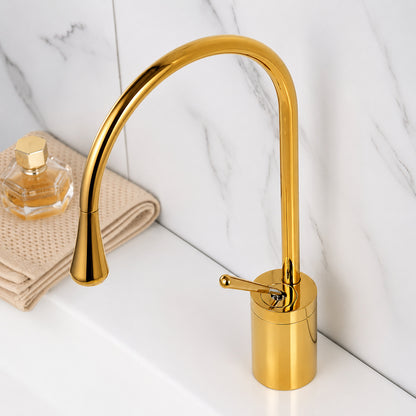 Modern High-Arc Bathroom Faucet, Single-Handle Brass Faucet, Matte Black / Brushed Gold / Chrome