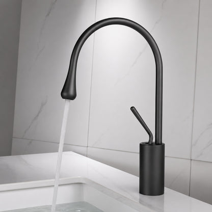 Modern High-Arc Bathroom Faucet, Single-Handle Brass Faucet, Matte Black / Brushed Gold / Chrome