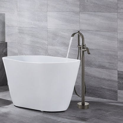 Gunmetal Freestanding Tub Filler Faucet, 360-Degree Swivel Brass Faucet with Handheld Shower