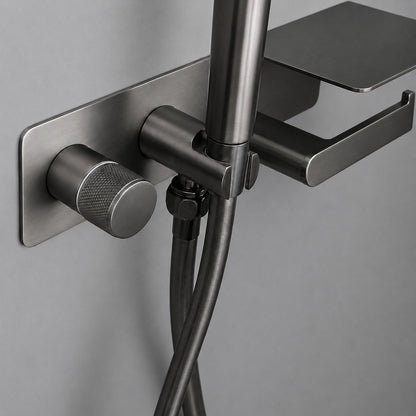 Self-Cleaning Wall-Mounted Bidet Sprayer Faucet, Single-Handle Concealed Valve Spray Set with Toilet Paper Holder / Storage Shelf, Matte Black / Brushed Gold / Chrome / Gunmetal