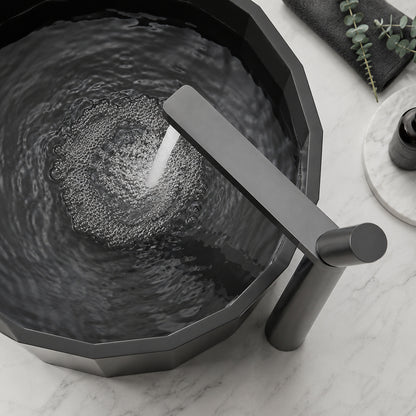 Modern Single-Hole Vessel Sink Faucet, Single-Handle Waterfall Spout Faucet, Matte White / Chrome / Matte Black / Gunmetal