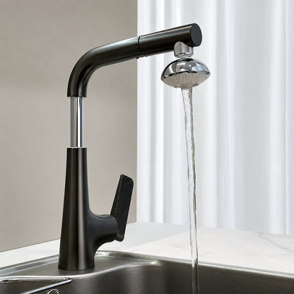 Modern Single-Hole Pull-Out Kitchen Faucet, Single-Handle Multi-Function Faucet, Gray / Silver / White / Multi
