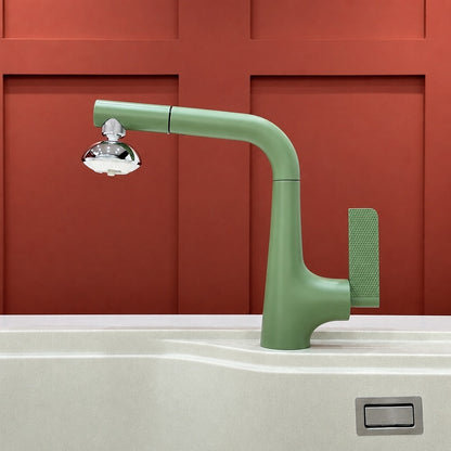 Modern Single-Hole Pull-Out Kitchen Faucet, Single-Handle Multi-Function Faucet, Gray / Silver / White / Multi