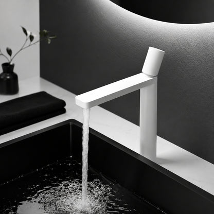 Modern Single-Hole Vessel Sink Faucet, Single-Handle Waterfall Spout Faucet, Matte White / Chrome / Matte Black / Gunmetal