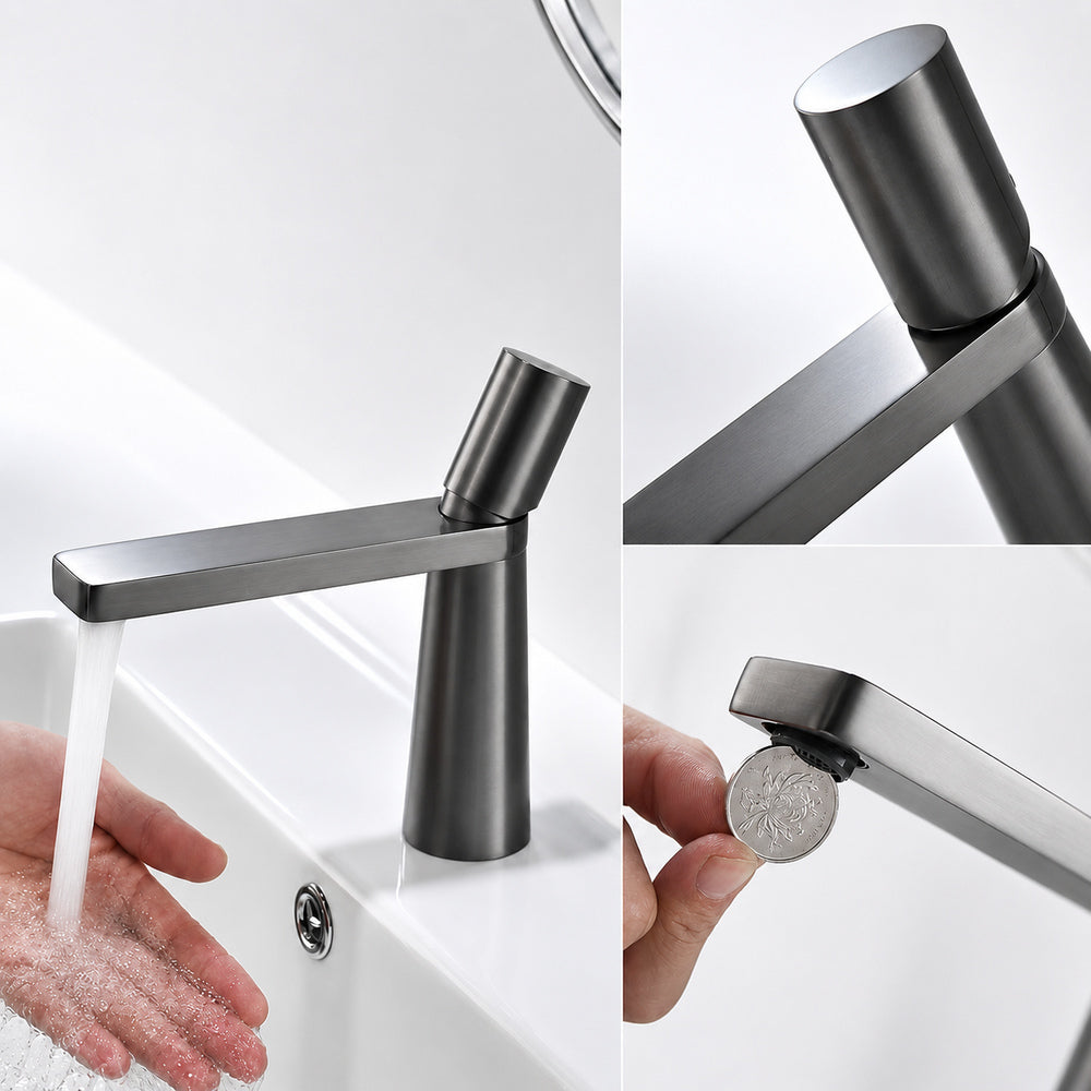 Modern Single-Hole Vessel Sink Faucet, Single-Handle Waterfall Spout Faucet, Matte White / Chrome / Matte Black / Gunmetal