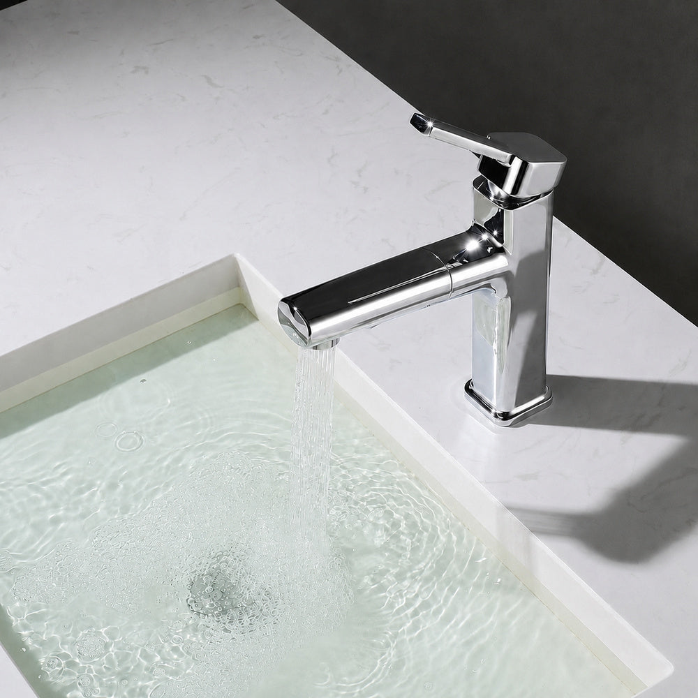 Modern Pull-Out Single-Hole Bathroom Faucet, Single-Handle Basin Faucet, Chrome / Matte Black / Brushed Gold / Gunmetal