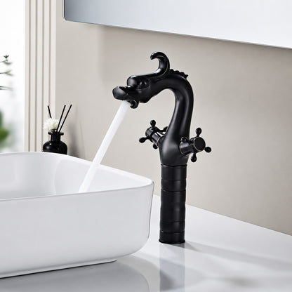 Modern Curved High Arc Bathroom Faucet, Single-Handle Single-Hole Brass Body Faucet