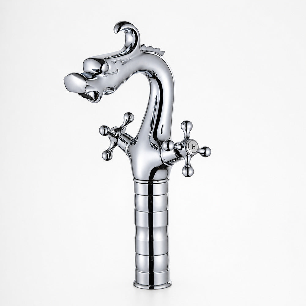 Modern Curved High Arc Bathroom Faucet, Single-Handle Single-Hole Brass Body Faucet