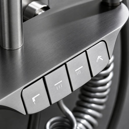 Thermostatic Wall-Mount Shower System, Multi-Function Rainfall Faucet with Handheld Shower, Chrome / Gunmetal