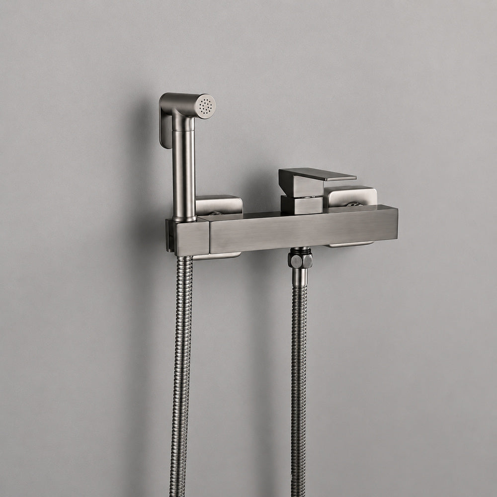Wall-Mount Self-Cleaning Bidet Faucet, Single-Handle Two-Hole Faucet with Handheld Sprayer, Brushed Gold / Chrome / Gunmetal / Matte Black / Rose Gold