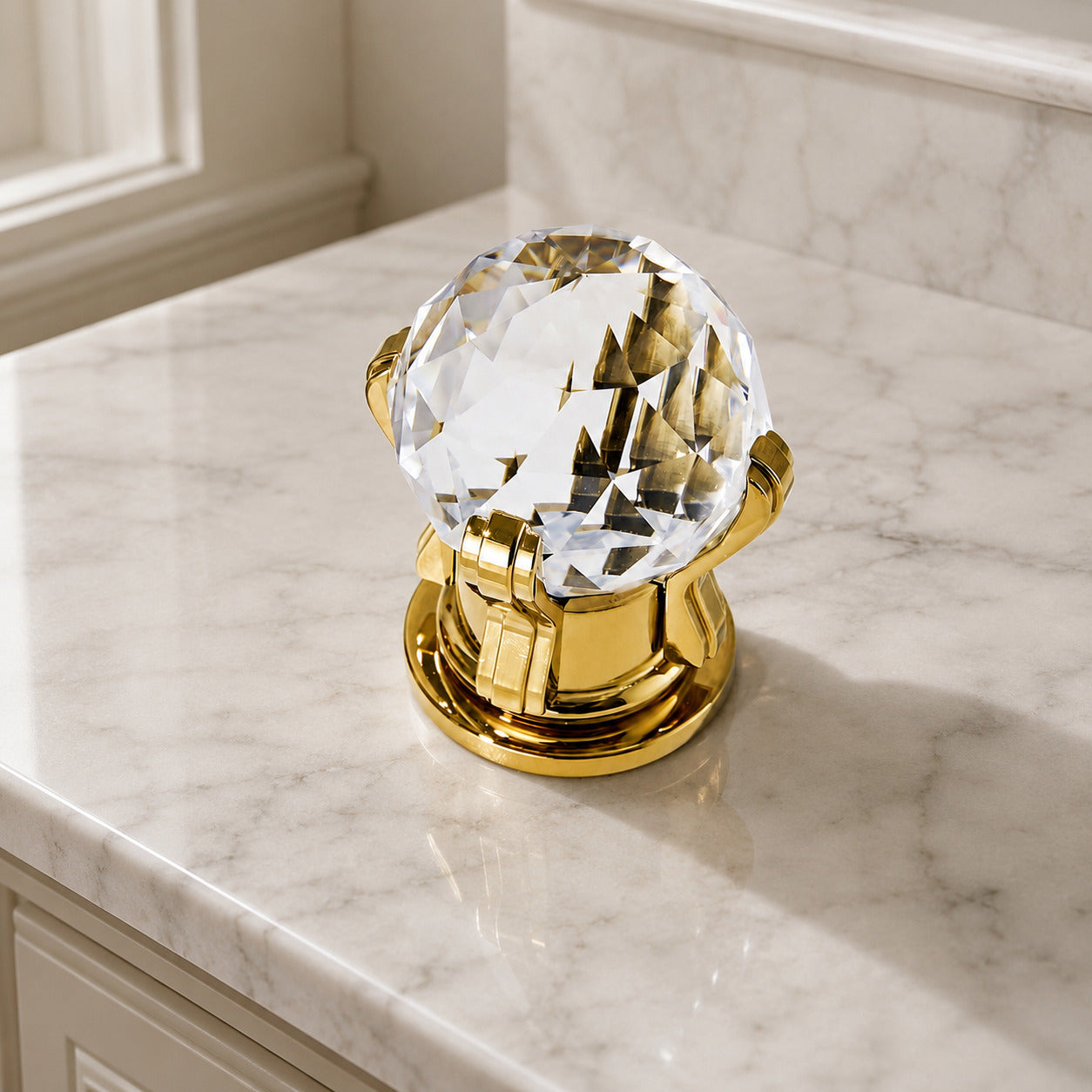 Polished Gold LED Waterfall Bathroom Faucet, Modern 3-Hole Widespread Double-Handle Faucet