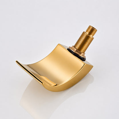 Polished Gold LED Waterfall Bathroom Faucet, Modern 3-Hole Widespread Double-Handle Faucet