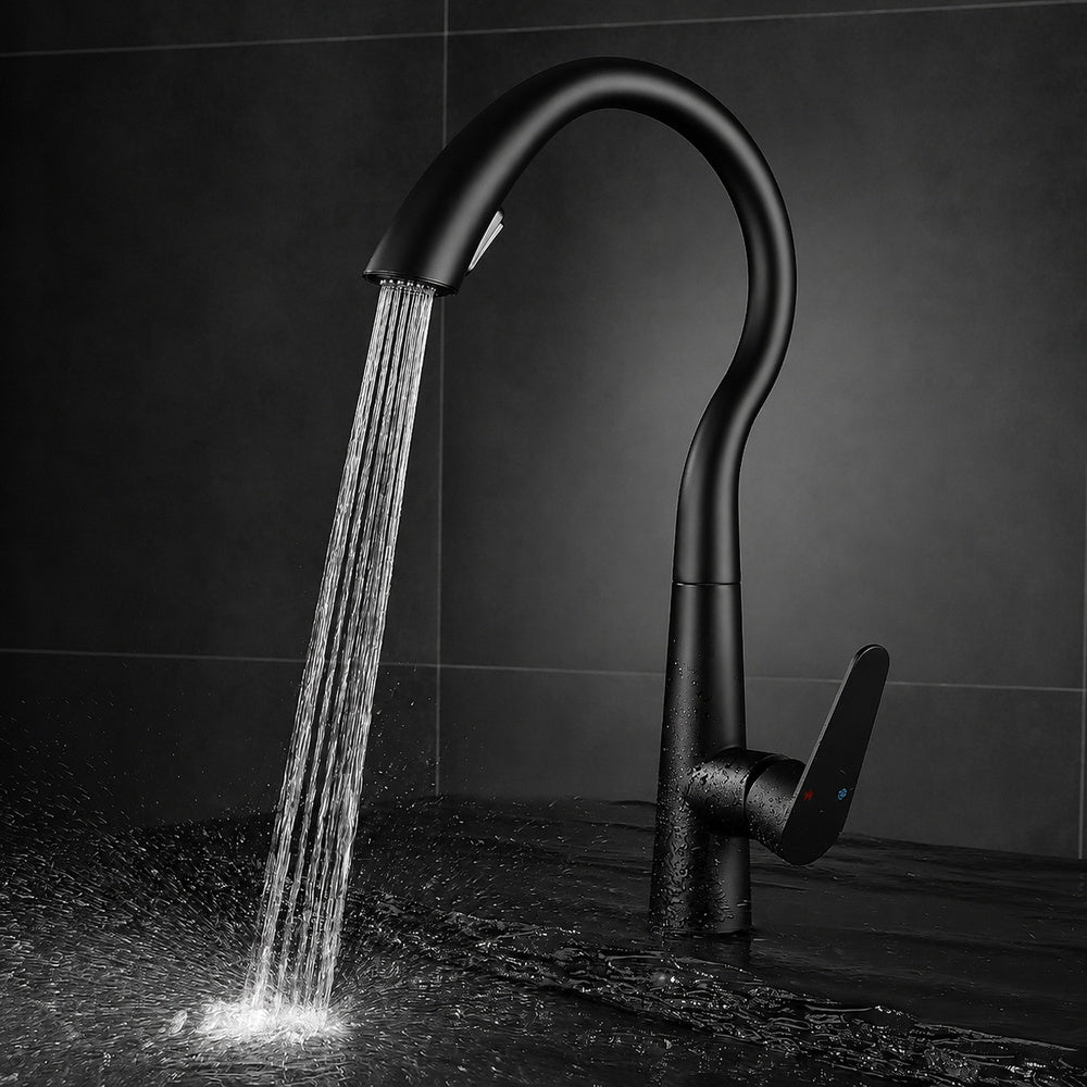 Pull-Down Kitchen Faucet, High Arc Single-Handle Brass Sink Faucet, Gunmetal / Matte White / Matte Black / Brushed Nickel