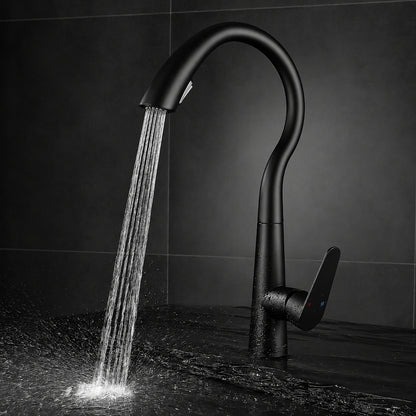 Pull-Down Kitchen Faucet, High Arc Single-Handle Brass Sink Faucet, Gunmetal / Matte White / Matte Black / Brushed Nickel