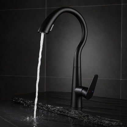 Pull-Down Kitchen Faucet, High Arc Single-Handle Brass Sink Faucet, Gunmetal / Matte White / Matte Black / Brushed Nickel