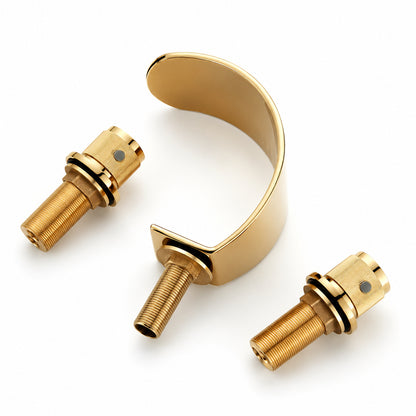 Modern Waterfall Widespread Bathroom Faucet, Double Knob Handle Brass Faucet, Brushed Gold / Matte Black / Chrome / Gunmetal / Matte White