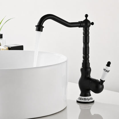 Traditional High-Arc Vessel Sink Faucet, Single-Handle Single-Hole Faucet, Antique Brass / Chrome / Matte Black