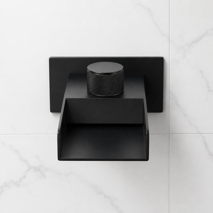 Matte Black Waterfall Bathroom Faucet, Wall-Mount Single-Knob Stainless Steel Faucet