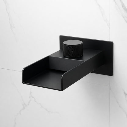 Matte Black Waterfall Bathroom Faucet, Wall-Mount Single-Knob Stainless Steel Faucet