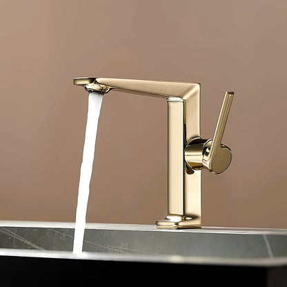 Modern Single-Hole Bathroom Faucet, Single-Handle Brass Faucet, Polished Gold / Chrome / Matte Black / Brushed Gold / Rose Gold / Matte White / Gunmetal