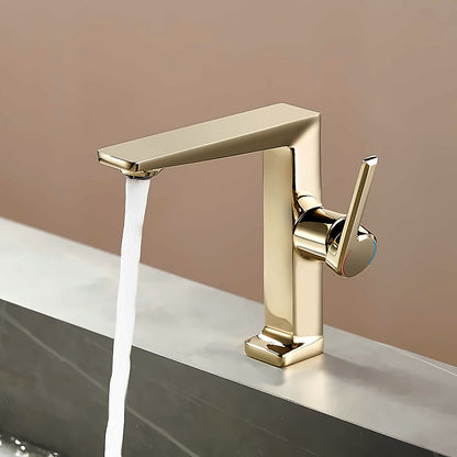 Modern Single-Hole Bathroom Faucet, Single-Handle Brass Faucet, Polished Gold / Chrome / Matte Black / Brushed Gold / Rose Gold / Matte White / Gunmetal