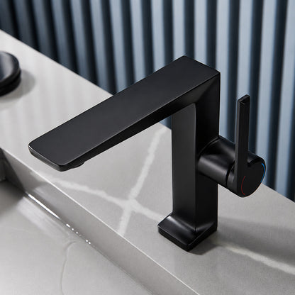 Modern Single-Hole Bathroom Faucet, Single-Handle Brass Faucet, Polished Gold / Chrome / Matte Black / Brushed Gold / Rose Gold / Matte White / Gunmetal