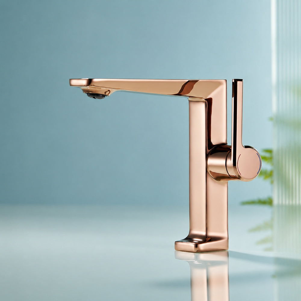 Modern Single-Hole Bathroom Faucet, Single-Handle Brass Faucet, Polished Gold / Chrome / Matte Black / Brushed Gold / Rose Gold / Matte White / Gunmetal