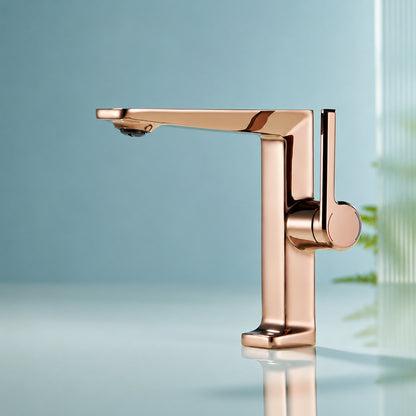 Modern Single-Hole Bathroom Faucet, Single-Handle Brass Faucet, Polished Gold / Chrome / Matte Black / Brushed Gold / Rose Gold / Matte White / Gunmetal