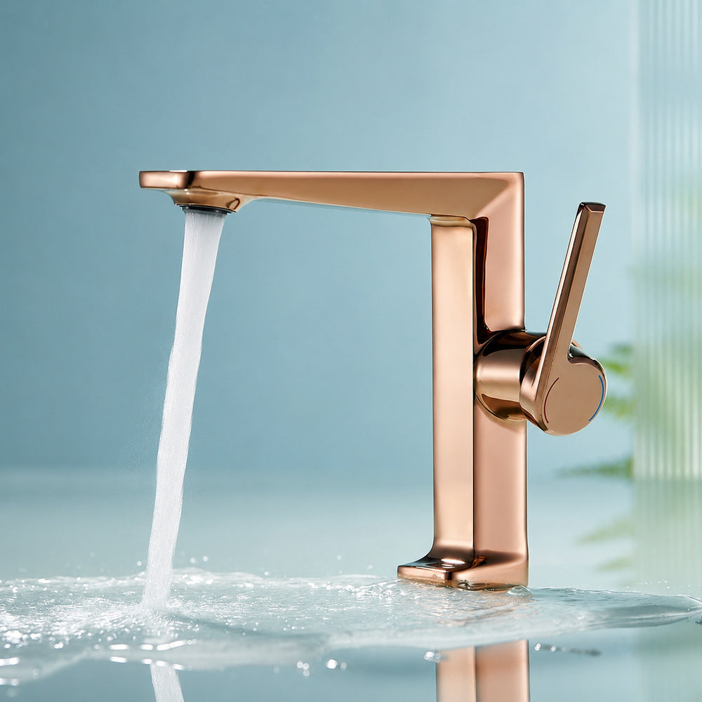 Modern Single-Hole Bathroom Faucet, Single-Handle Brass Faucet, Polished Gold / Chrome / Matte Black / Brushed Gold / Rose Gold / Matte White / Gunmetal