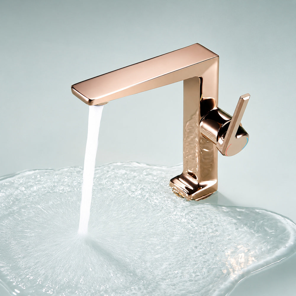Modern Single-Hole Bathroom Faucet, Single-Handle Brass Faucet, Polished Gold / Chrome / Matte Black / Brushed Gold / Rose Gold / Matte White / Gunmetal