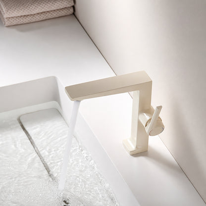 Modern Single-Hole Bathroom Faucet, Single-Handle Brass Faucet, Polished Gold / Chrome / Matte Black / Brushed Gold / Rose Gold / Matte White / Gunmetal