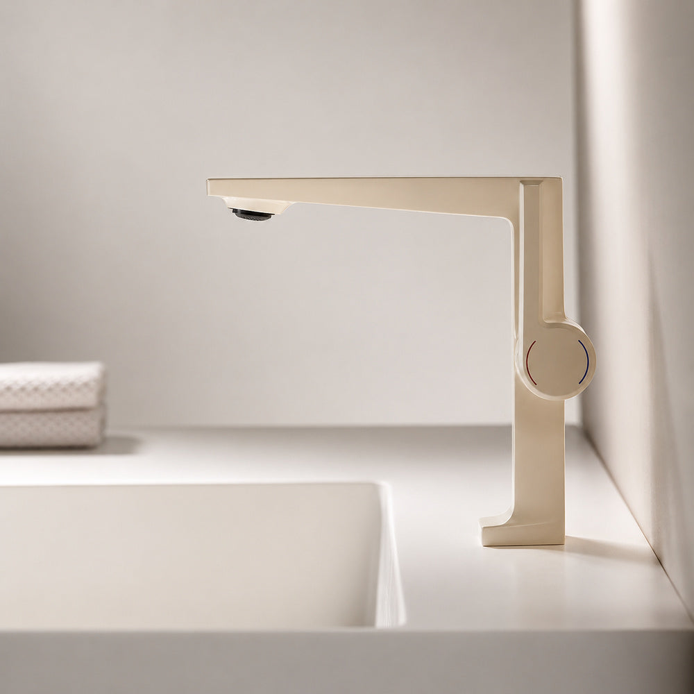 Modern Single-Hole Bathroom Faucet, Single-Handle Brass Faucet, Polished Gold / Chrome / Matte Black / Brushed Gold / Rose Gold / Matte White / Gunmetal