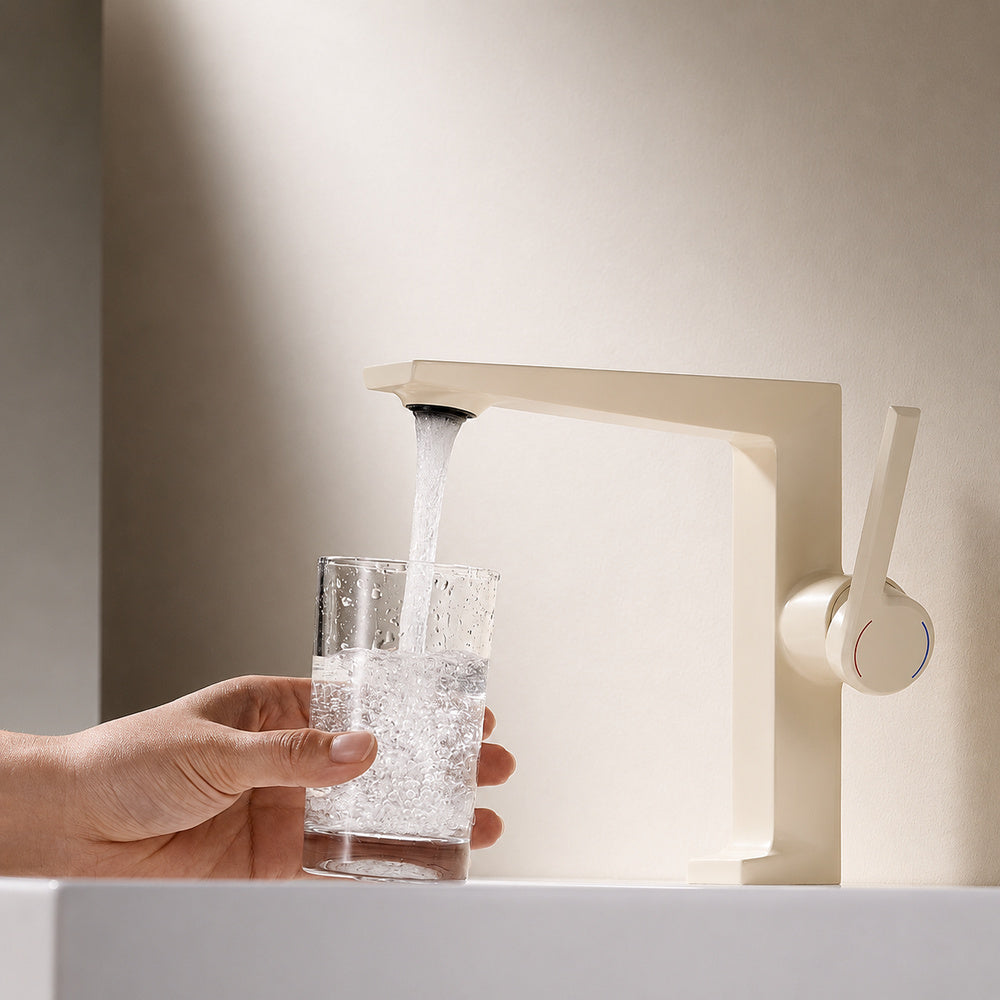 Modern Single-Hole Bathroom Faucet, Single-Handle Brass Faucet, Polished Gold / Chrome / Matte Black / Brushed Gold / Rose Gold / Matte White / Gunmetal