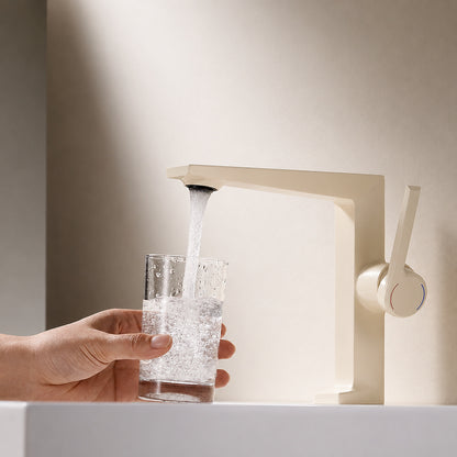Modern Single-Hole Bathroom Faucet, Single-Handle Brass Faucet, Polished Gold / Chrome / Matte Black / Brushed Gold / Rose Gold / Matte White / Gunmetal