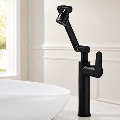 Single-Handle Swivel Arm Bathroom Faucet, Single-Hole Basin Faucet with Dual Spray Nozzle, Antique Brass / Brushed Gold / Chrome / Gunmetal / Matte Black