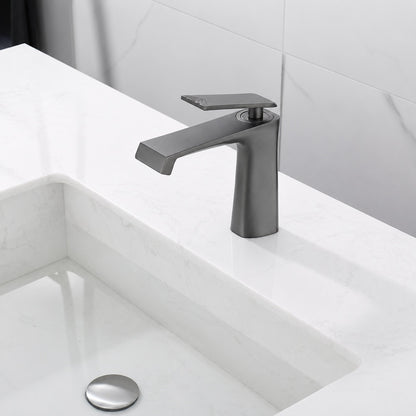 Modern Single-Hole Bathroom Faucet, Gunmetal Single-Handle Brass Faucet