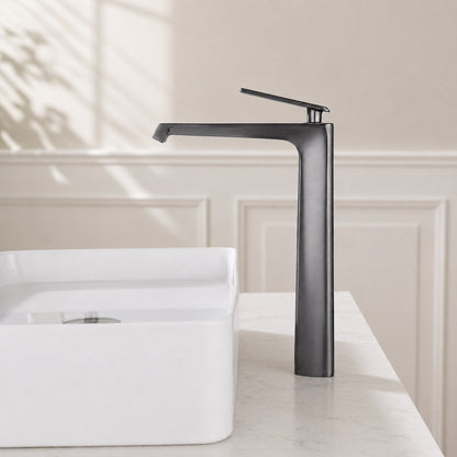 Modern Single-Hole Bathroom Faucet, Gunmetal Single-Handle Brass Faucet