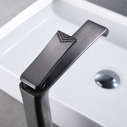 Modern Single-Hole Bathroom Faucet, Gunmetal Single-Handle Brass Faucet