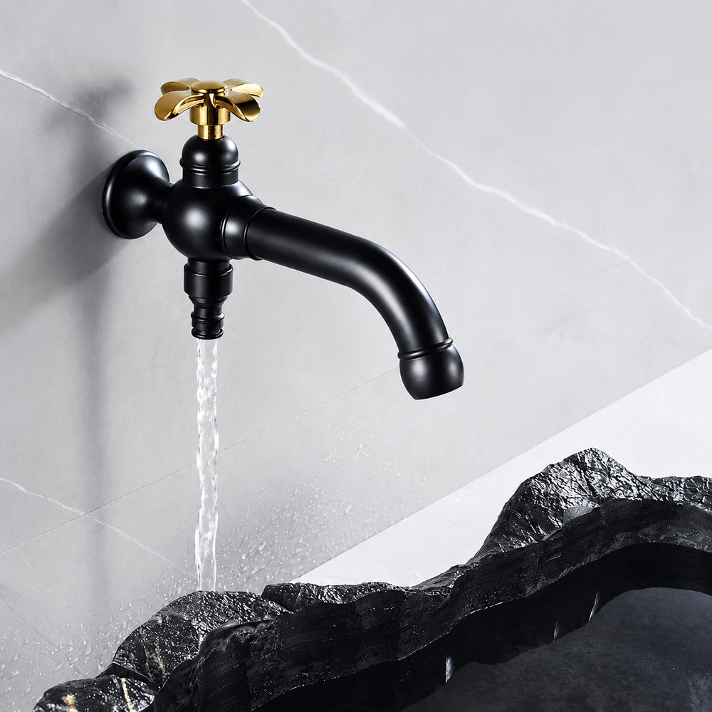 Vintage Wall-Mount Single Cold Faucet, Single-Handle Rotatable Spout Faucet