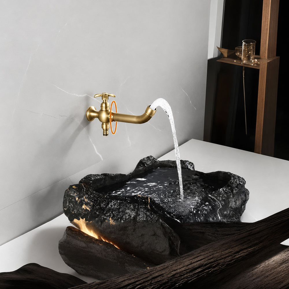 Vintage Wall-Mount Single Cold Faucet, Single-Handle Rotatable Spout Faucet