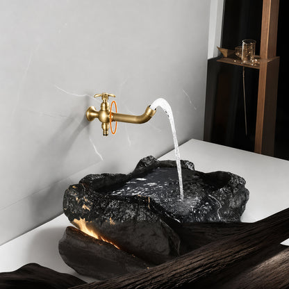 Vintage Wall-Mount Single Cold Faucet, Single-Handle Rotatable Spout Faucet