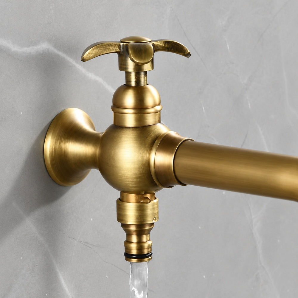 Vintage Wall-Mount Single Cold Faucet, Single-Handle Rotatable Spout Faucet