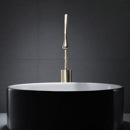 Brushed Gold High-Arc Vessel Sink Faucet, Single-Handle Bathroom Basin Faucet