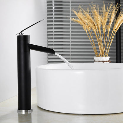 Waterfall Tall Vessel Sink Faucet, Single-Handle Brass Bathroom Faucet