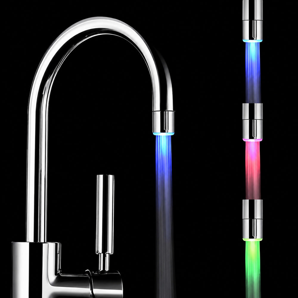 LED 3- Changing Faucet Aerator, Chrome Temperature Sensor Tap Aerator