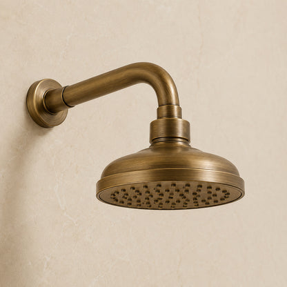 Antique Brass Vintage Wall-Mount Tub Shower System, Retro Rainfall Shower Faucet Set with Handheld Sprayer
