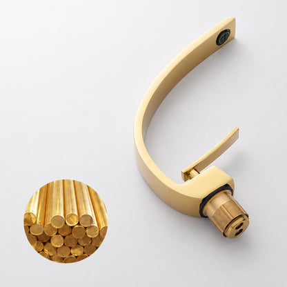 Modern Curved C-Shape Faucet, Single-Handle Bathroom Faucet, Chrome / Matte Black / Polished Gold / Rose Gold