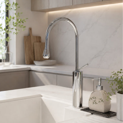High-Arc Single-Handle Vessel Sink Faucet, Polished Chrome
