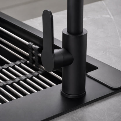 3-Piece Pull-Down Kitchen Faucet Set with Drinking Water Faucet & Soap Dispenser, Matte Black